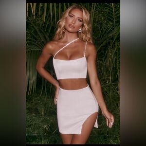 Oh Polly Asymmetrical Skirt in White